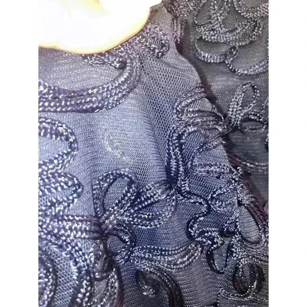 JS COLLECTION Embroidered Soutache Cocktail Sheath Dress Navy Size 4 - Picture 12 of 12
